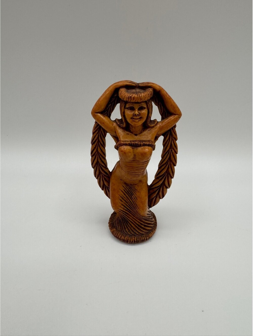 Vtg Coco Joe's Maile Laka Hapa Wood Hula Dancer Figurine Made in Hawaii Tiki ~4"